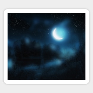 Crescent moon over river Sticker